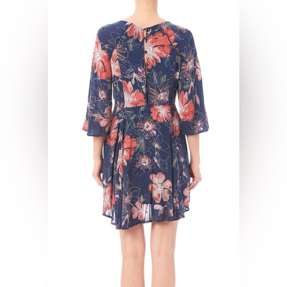 Free People All Eyes On You Floral Mini Dress Navy Size 6 - Picture 2 of 3